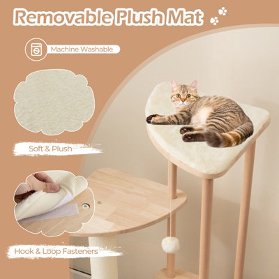 Costway Wood Cat Tree Multi-level Modern Cat Tower Activity Center Sisal Scratch Board - 6