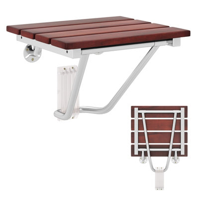 Costway Wood Folding Shower Seat Wall Mount Shower Chair for Small Space