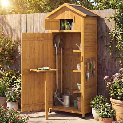 COSTWAY Wood Garden Storage Shed 77 x 51 x 178 cm Outdoor Storage