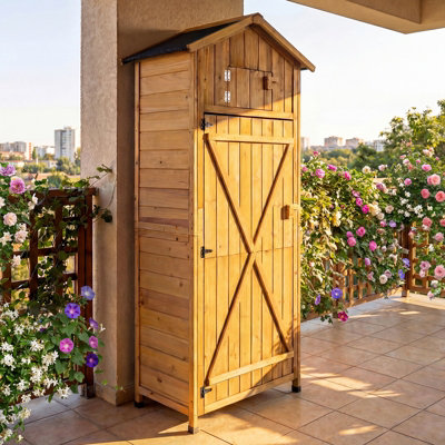 COSTWAY Wood Garden Storage Shed 77 x 51 x 178 cm Outdoor Storage