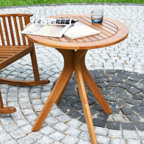 Costway Wood Outdoor Patio Bistro Side Table Garden 70cm Round Wooden Coffee Table