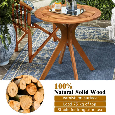 Costway Wood Outdoor Patio Bistro Side Table Garden 70cm Round Wooden Coffee Table - 6