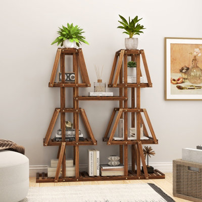 Costway Wood Plant Stand 5-Tier 10 Pots Plant Display Rack Indoor Flowerpot Holder