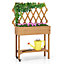 Costway Wood Raised Garden Bed w/ Trellis Mobile Elevated Planter for Climbing Plants