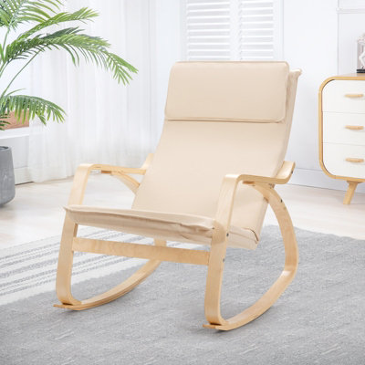 Costway Wood Rocking Chair Accent Relaxing Leisure Chair Curved