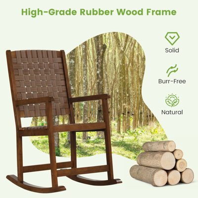 Costway Wood Rocking Chair Indoor & Outdoor Home Patio Ergonomic Rocker ...