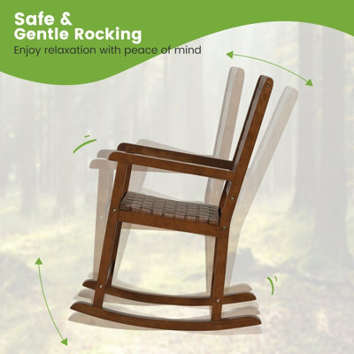 Costway Wood Rocking Chair Indoor & Outdoor Home Patio Ergonomic Rocker ...