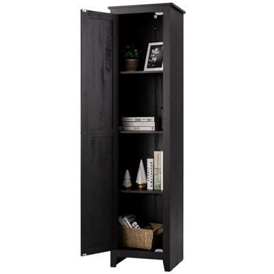 Tall narrow black deals cabinet