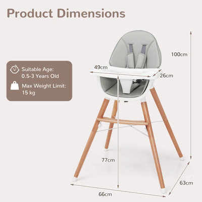 Costway wooden high chair hot sale
