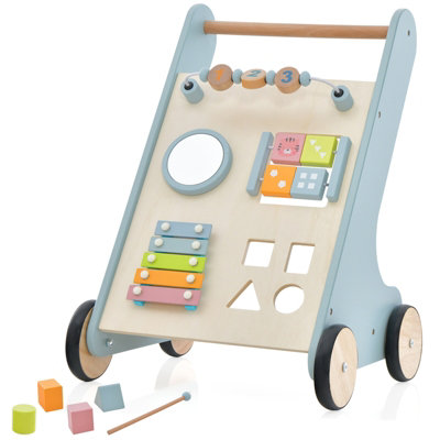 Costway Wooden Baby Walker Push and Pull Learning Activity Walker Sit to Stand Walking