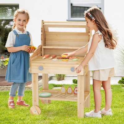 COSTWAY Wooden Barbecue Grill Toy Set Kids BBQ Grill Playset w - Main Image