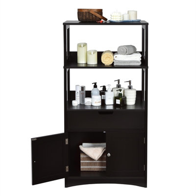 2-Door Wall Mount Bathroom Storage Cabinet with Open Shelf - Costway