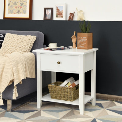 Costway Wooden Bedside Table Nightstand Sofa End Table Cabinet Display ...
