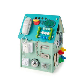 Costway Wooden Busy House Toy Multi-purpose Busy House w/ Sensory Games & Interior Space