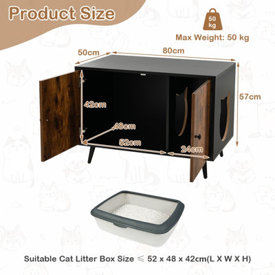 Costway Wooden Cat Litter Box Enclosure Kitten Litter Box Enclosure Cat House End Table