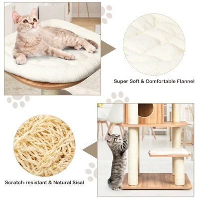 Costway Wooden Cat Tower Large Modern Cat Tree Tower Multi-level Cat Play Center Indoor - 6