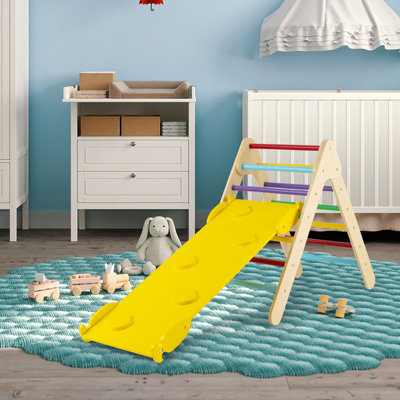 Costway Wooden Climbing Triangle Ladder Toddlers Climbing Toy w ...