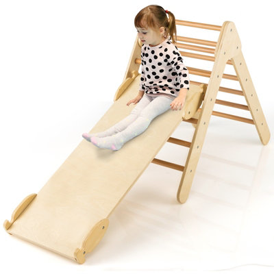 Costway Wooden Climbing Triangle Ladder Toddlers Climbing Toy w ...