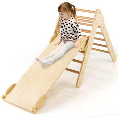 Costway Wooden Climbing Pikler Triangle With Climbing Ladder For