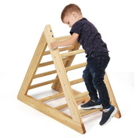 Costway Wooden Climbing Triangle Ladder Triangle Indoor Climber for Toddlers