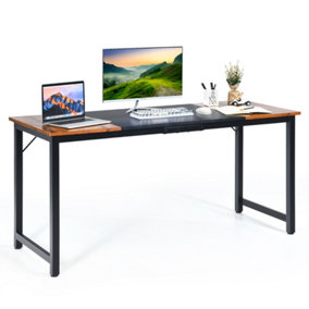 Costway Wooden Computer Desk Metal Frame Industrial Writing Workstation PC Laptop Table