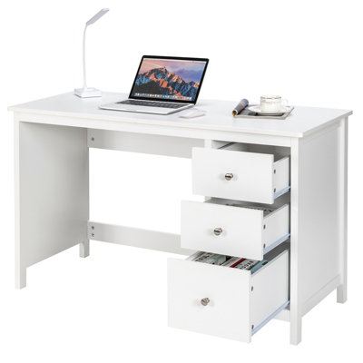 Costway Wooden Computer Desk Modern PC Laptop Table Writing Workstation w 3 Drawers