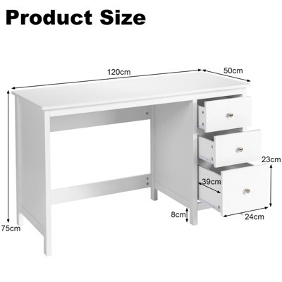 Costway Wooden Computer Desk Modern PC Laptop Table Writing Workstation w/3 Drawers