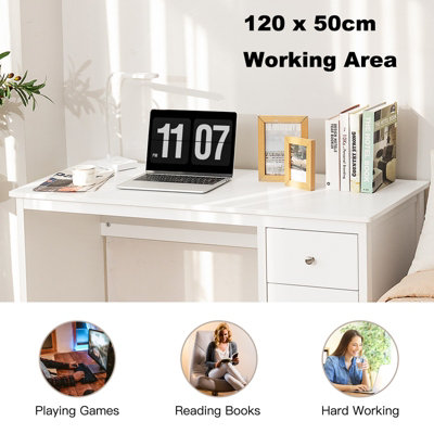 Costway Wooden Computer Desk Modern PC Laptop Table Writing Workstation w/3 Drawers
