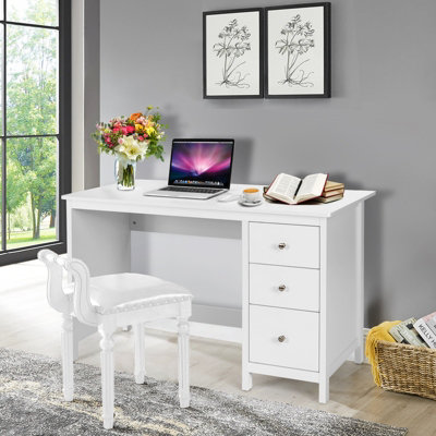 Costway Wooden Computer Desk Modern PC Laptop Table Writing Workstation w/3 Drawers