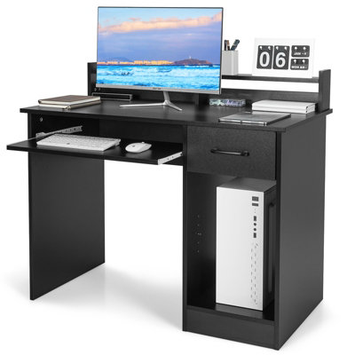Costway Wooden Computer Desk W/ Keyboard Tray Home Office Writing Desk Vanity Dressing Table