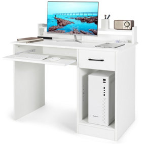 Costway Wooden Computer Desk W/ Keyboard Tray Home Office Writing Desk Vanity Dressing Table