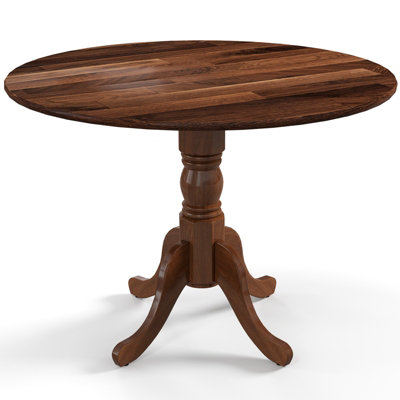 Costway Wooden Dining Table 4-Person Kitchen Round Table w/ Curved Trestle Legs