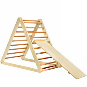 Costway Wooden Foldable Triangle Climber Step Training Ladder Pikler Toddler With Ramp