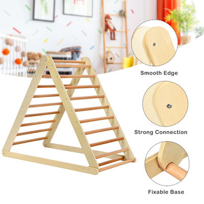 Costway Wooden Foldable Triangle Climber Step Training Ladder Pikler Toddler With Ramp - 7