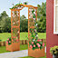 Costway Wooden Garden Arch Large Rose Trellis Pergola Arbour Climbing Decor with Planter