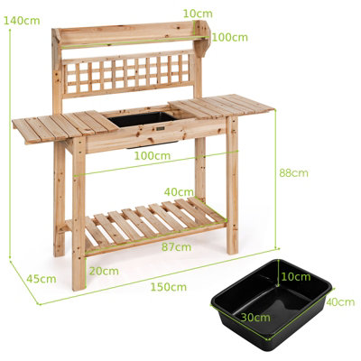Costway Wooden Garden Potting Table Backyard Patio Balcony Workbench - 3