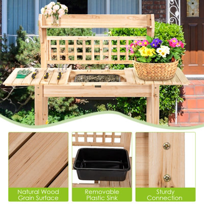 Costway Wooden Garden Potting Table Backyard Patio Balcony Workbench - 6