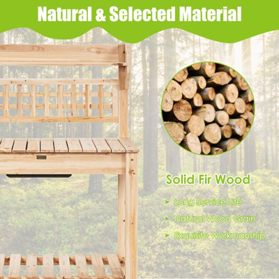Costway Wooden Garden Potting Table Backyard Patio Balcony Workbench - 7