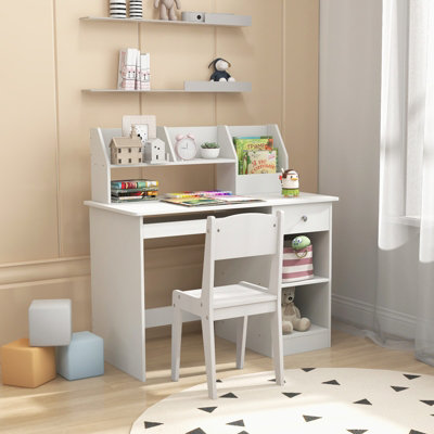 Childrens white desk with hot sale drawers