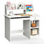 Costway Wooden Kids Desk Children Study Table Student Computer Workstation with Hutch