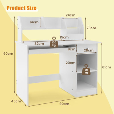 Costway Wooden Kids Desk Children Study Table Student Computer ...