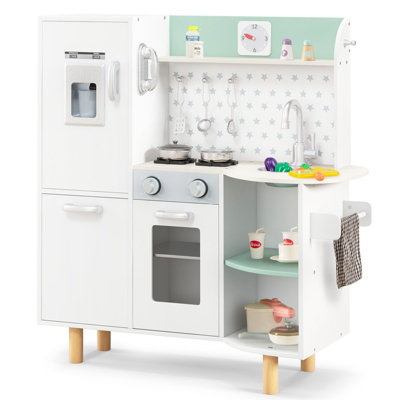 Costway Wooden Kids Pretend Play Kitchen Children Role Play Cooking Set w Cooking Stove