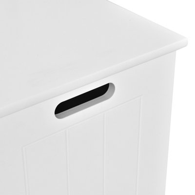 Costway Wooden Laundry Cabinet Hamper Chest  Storage Cupboard Bin White