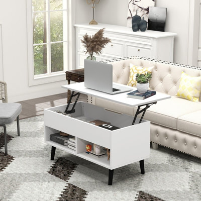 Costway Wooden Lift Top Coffee Table Flip Top Cocktail Center Table Living Room