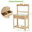 Costway Wooden Outdoor Planting Table Potting Bench W/ Flip-open Galvanized Metal Table