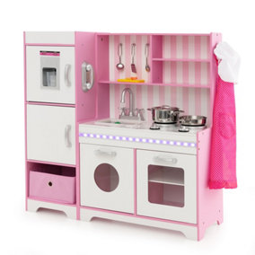 Pink and white wooden best sale play kitchen