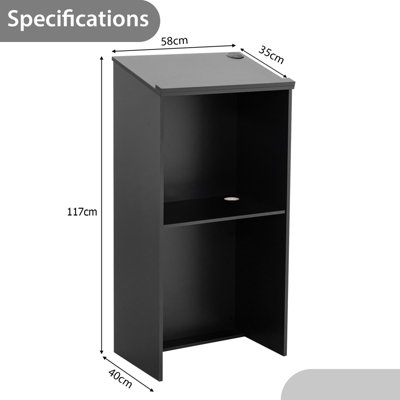 Costway Wooden Podium Stand Pulpit Lectern Hostess Stand for Speakers with Storage Shelf