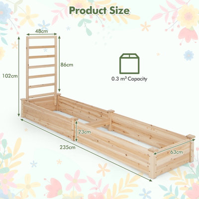 Costway Wooden Raised Garden Bed Outdoor Elevated Planter Box w/ Planter Box & Trellis