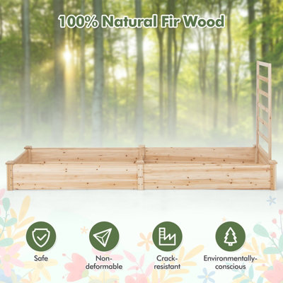 Costway Wooden Raised Garden Bed Outdoor Elevated Planter Box w/ Planter Box & Trellis