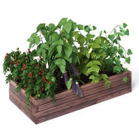 Costway Wooden Raised Garden Bed Outdoor Patio Vegetable Flower Rectangular Planter Box